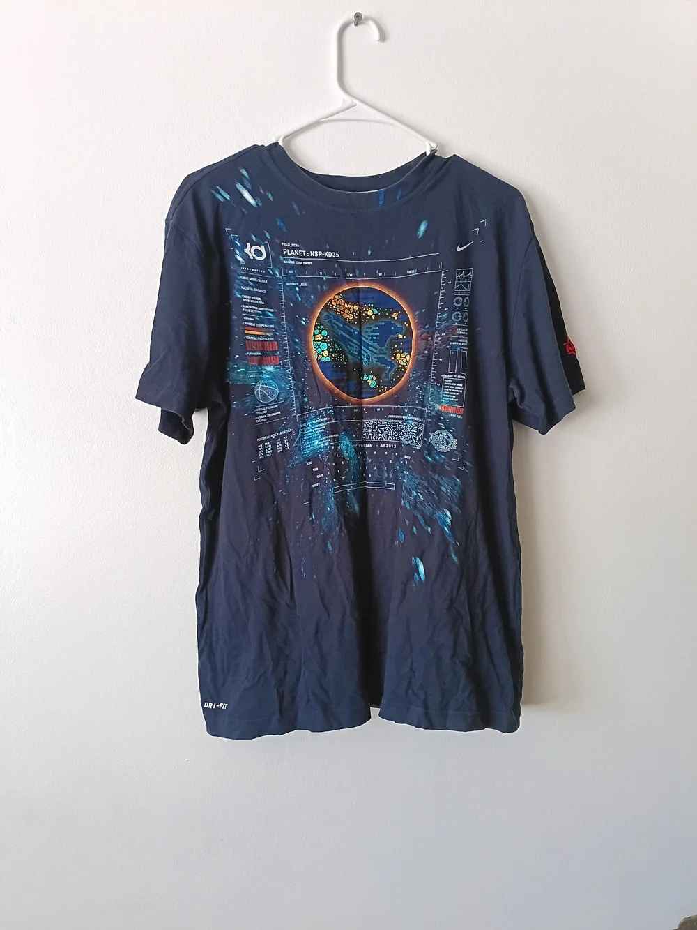 VTG Nike Area 72 All Star Kevin Durant Galaxy T-Shirt, Size L, Navy, Dri-Fit